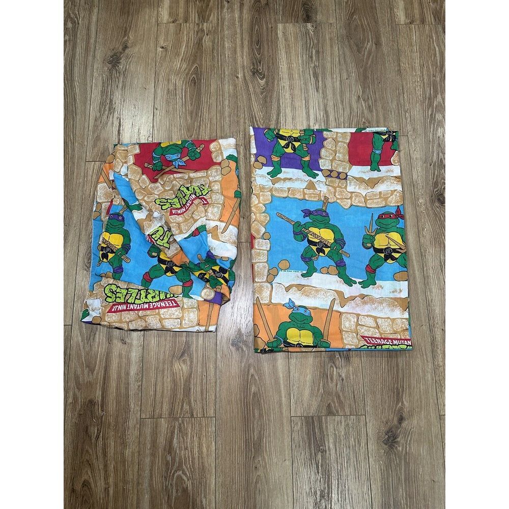 Vintage Rare 1988 Ninja Turtle Twin Bed Set / Flat&Fitted‎ USA Made!